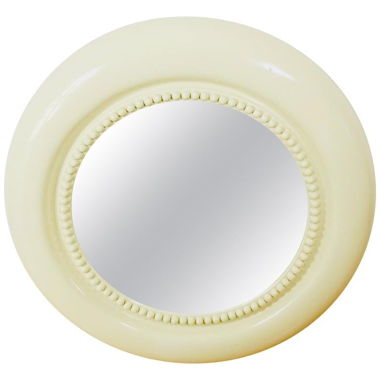 American beige round wall mirror 1970