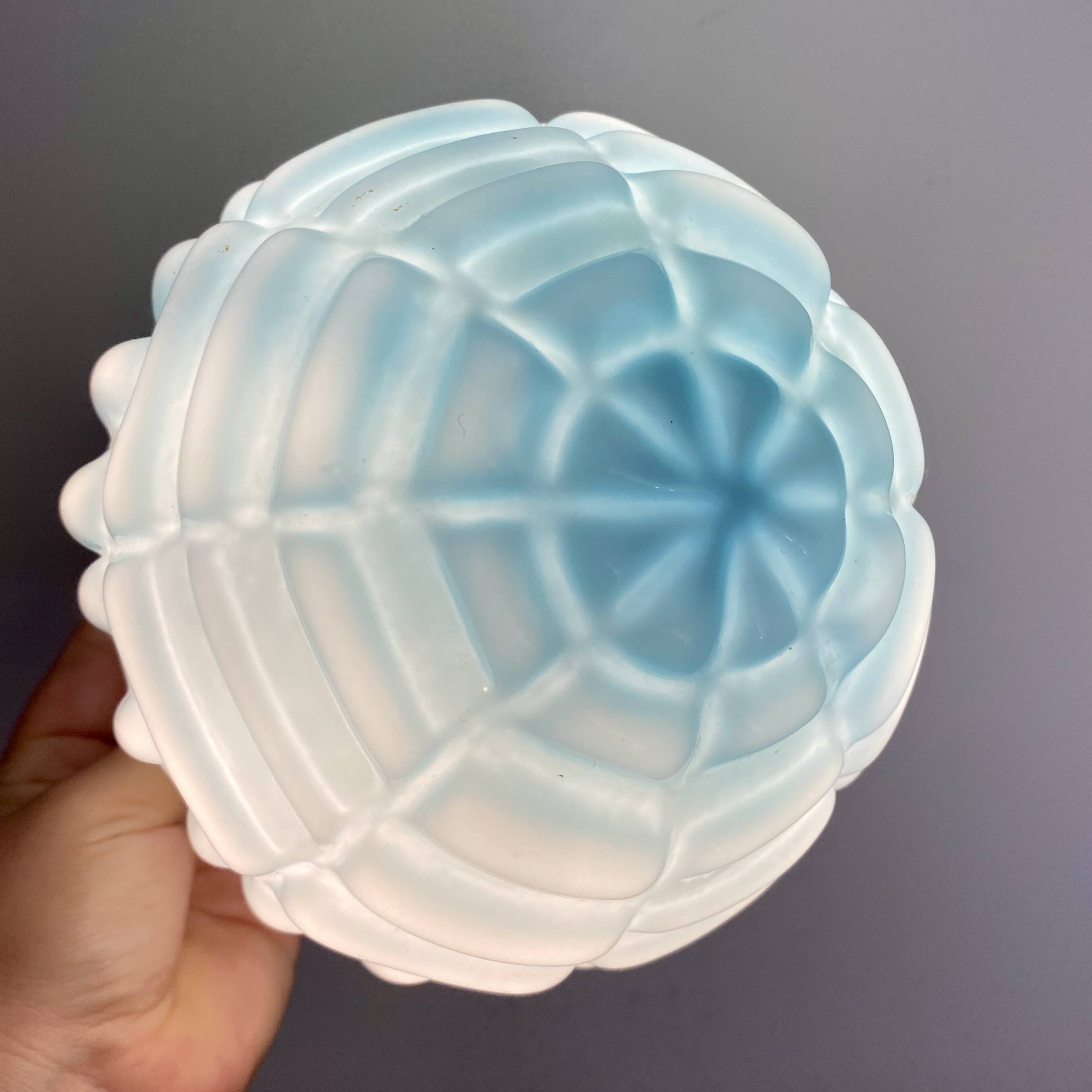 Vintage art deco globe wall lamp in blue opaline