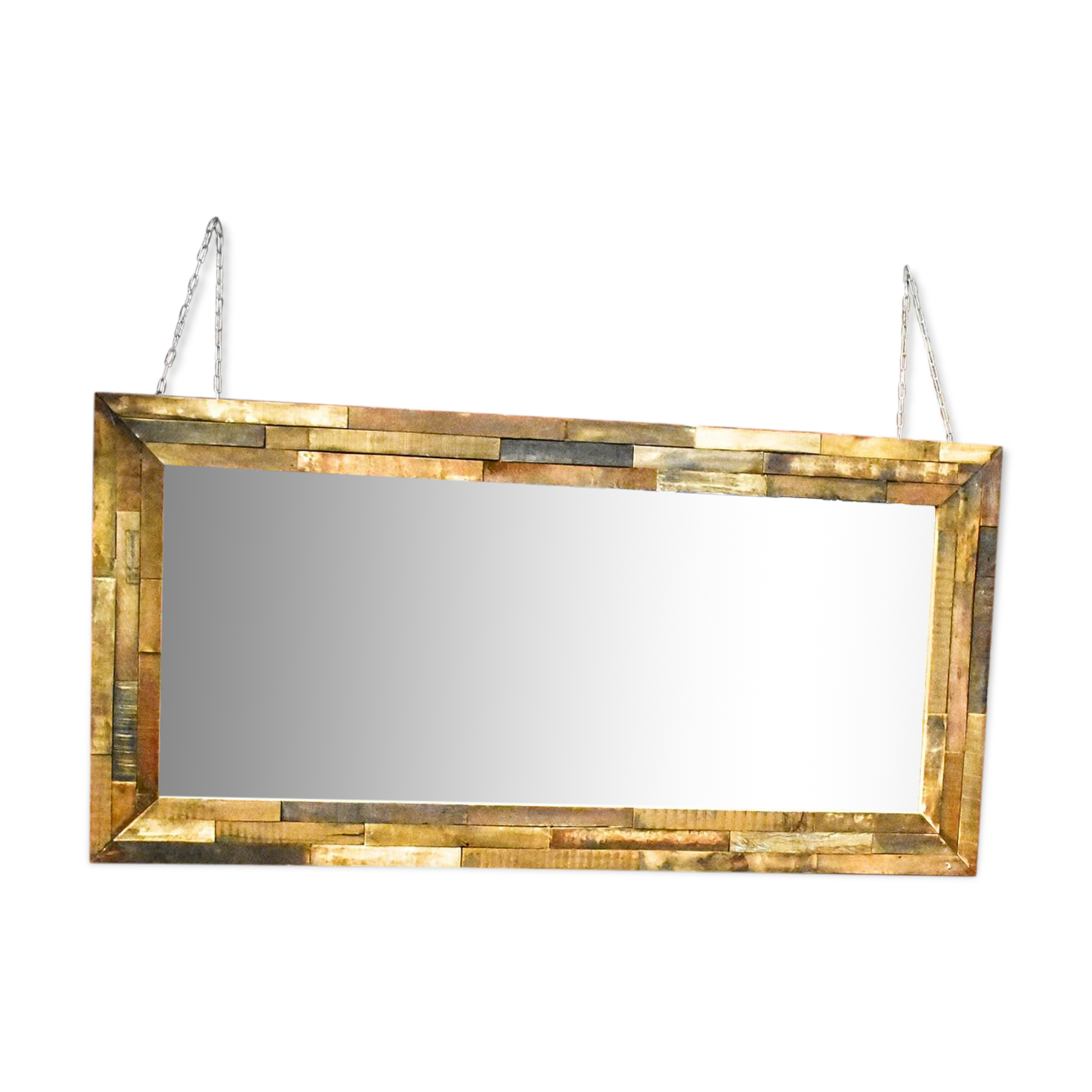 Industrial mirror made from recycled solid exotic wood