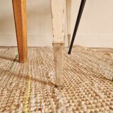 Old farmhouse table metal compass base