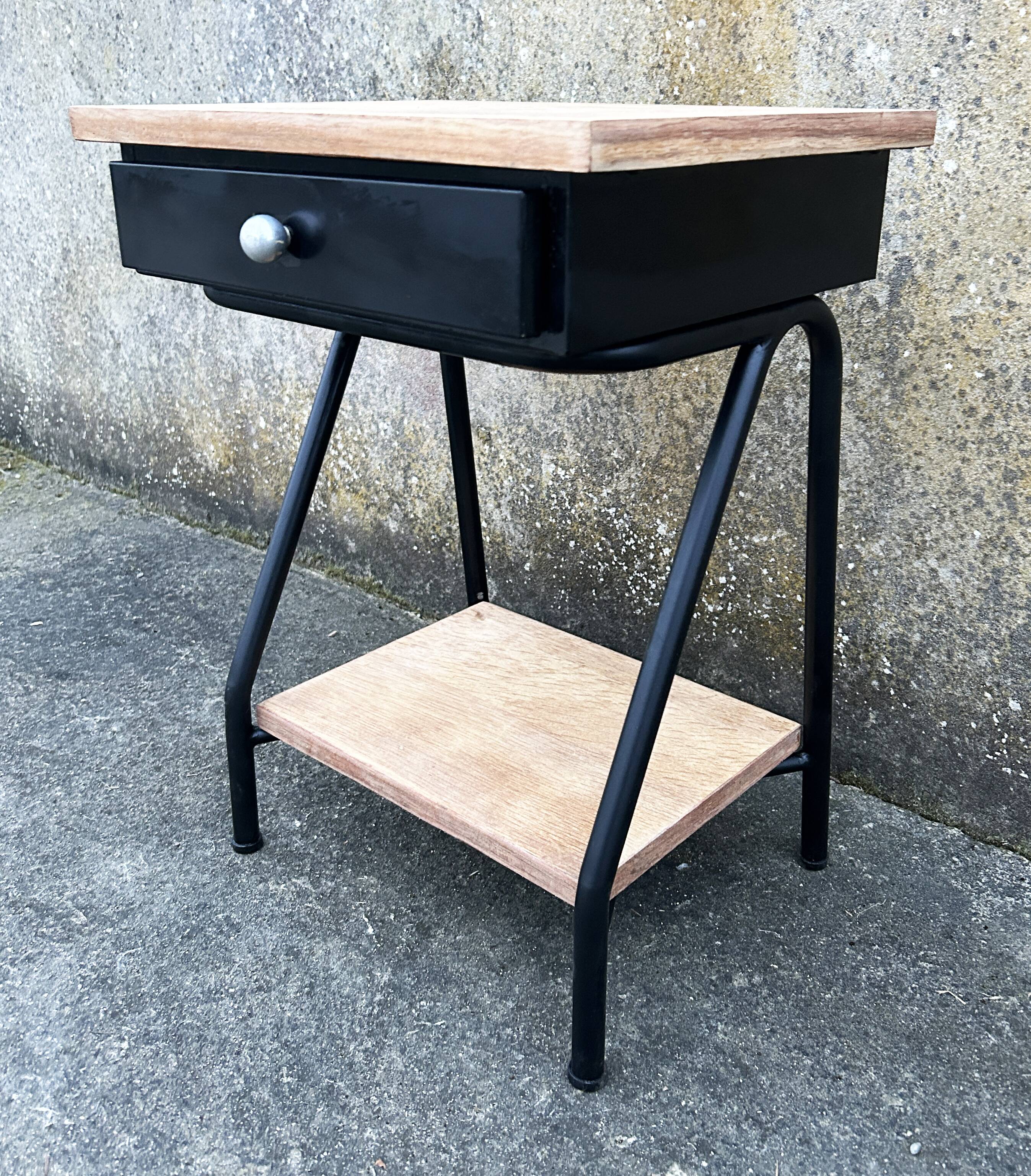 Vintage boarding school bedside table, 1950s