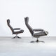 70s leather lounge fauteuil swivel chair set/2