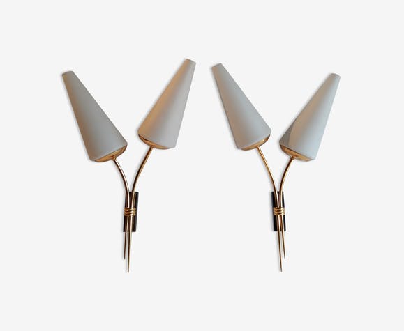 Paire de doubles appliques design organiques 1950