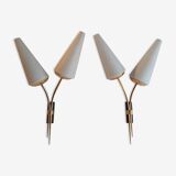 Pair of double organic design wall lights 1950s