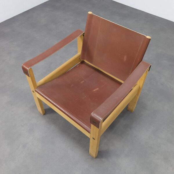 Ensemble de 2 fauteuils en teck et cuir de selle par Karl Heinz Bergmiller pour Escriba, Brésil, années 1970