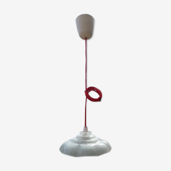 Suspension ancienne, abat jour en verre, luminaire vintage