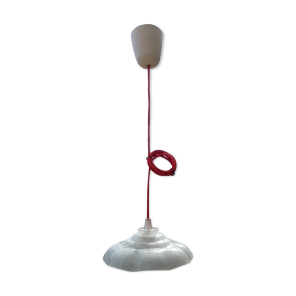 Suspension ancienne, abat jour en verre, luminaire vintage — Beyit