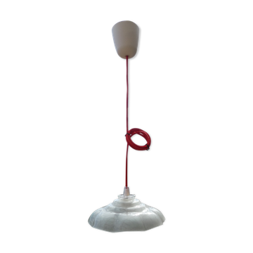 Suspension ancienne, abat jour en verre, luminaire vintage