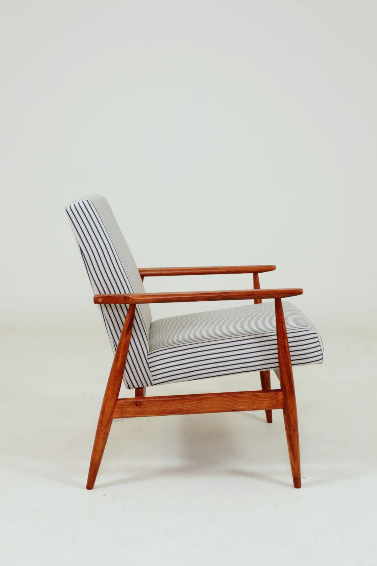 Fauteuil & Repose-pieds tissu cotton rayé
