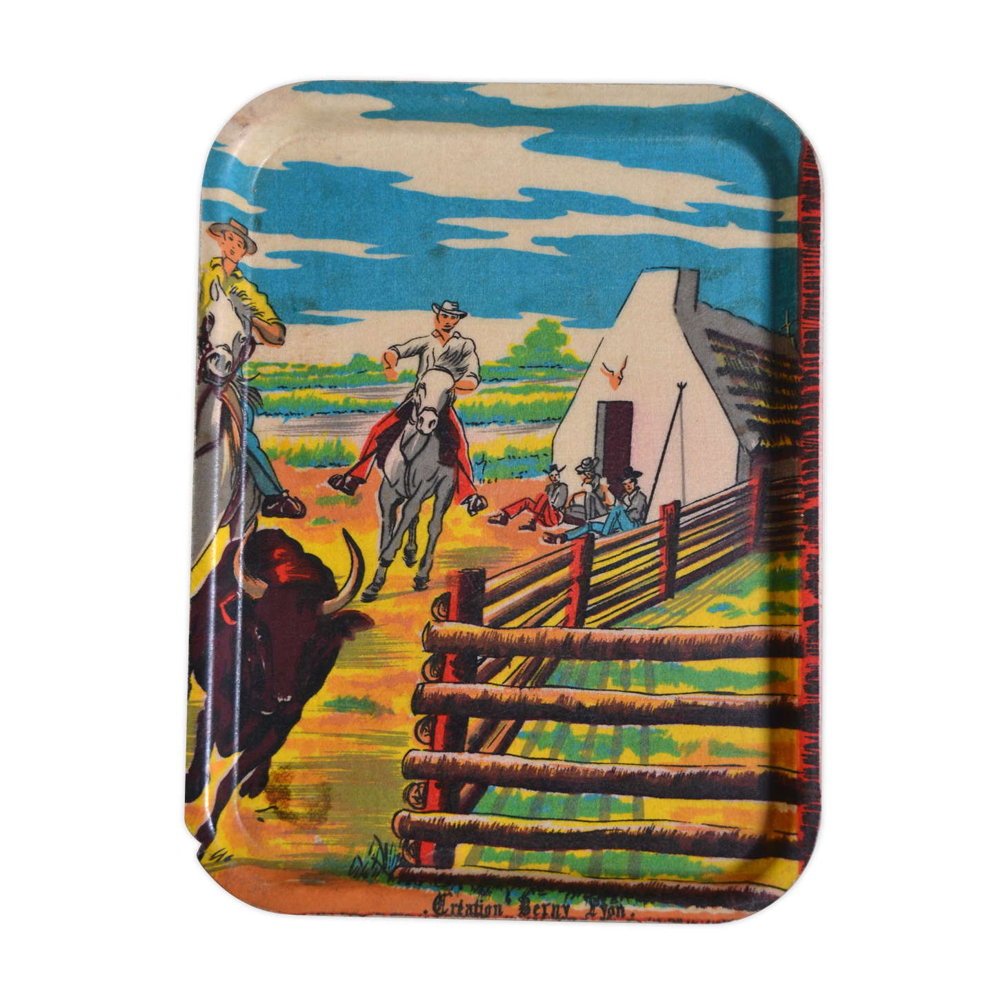 Cow boy fiberglass tray - Berny Lyon creation