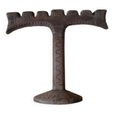 Bougeoirs antique en bois sculpté chandelier candélabre fabrication artisanale brutaliste