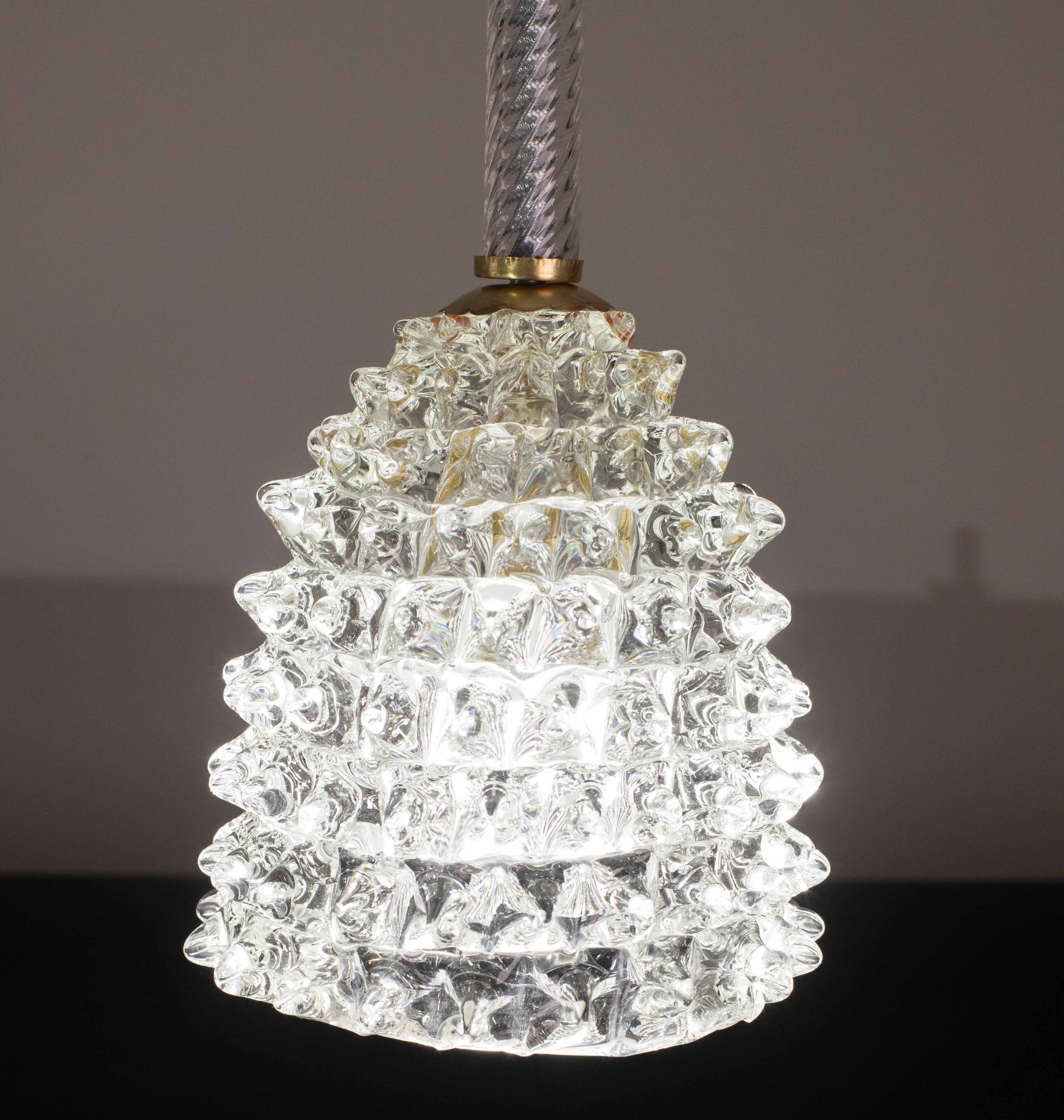 Extraordinary Clear Rostrato Murano Glass Penadant by Barovier & Toso, 1940