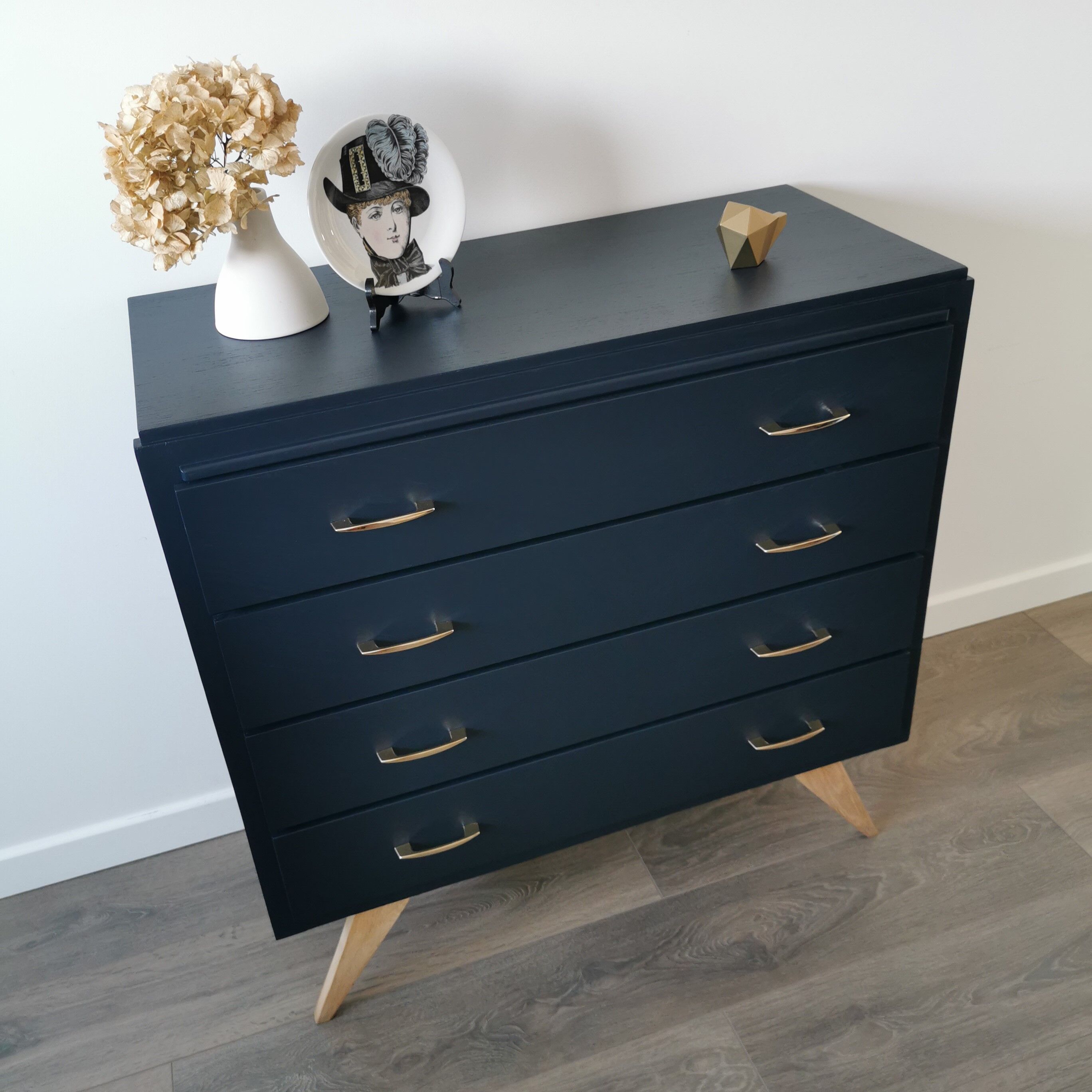 Vintage chest of drawers compass feet