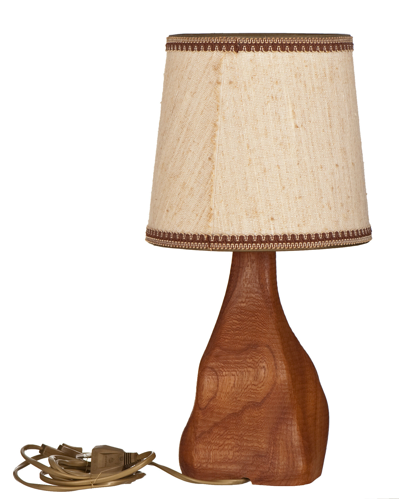 Lampe de chevet en bois d'orme forme libre années 60