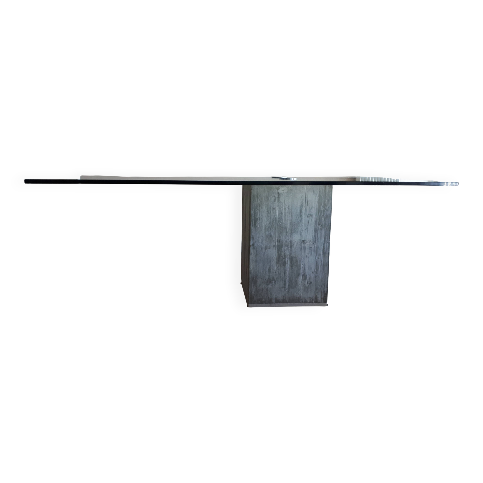 Table salle à manger verre et béton Saporiti 1970