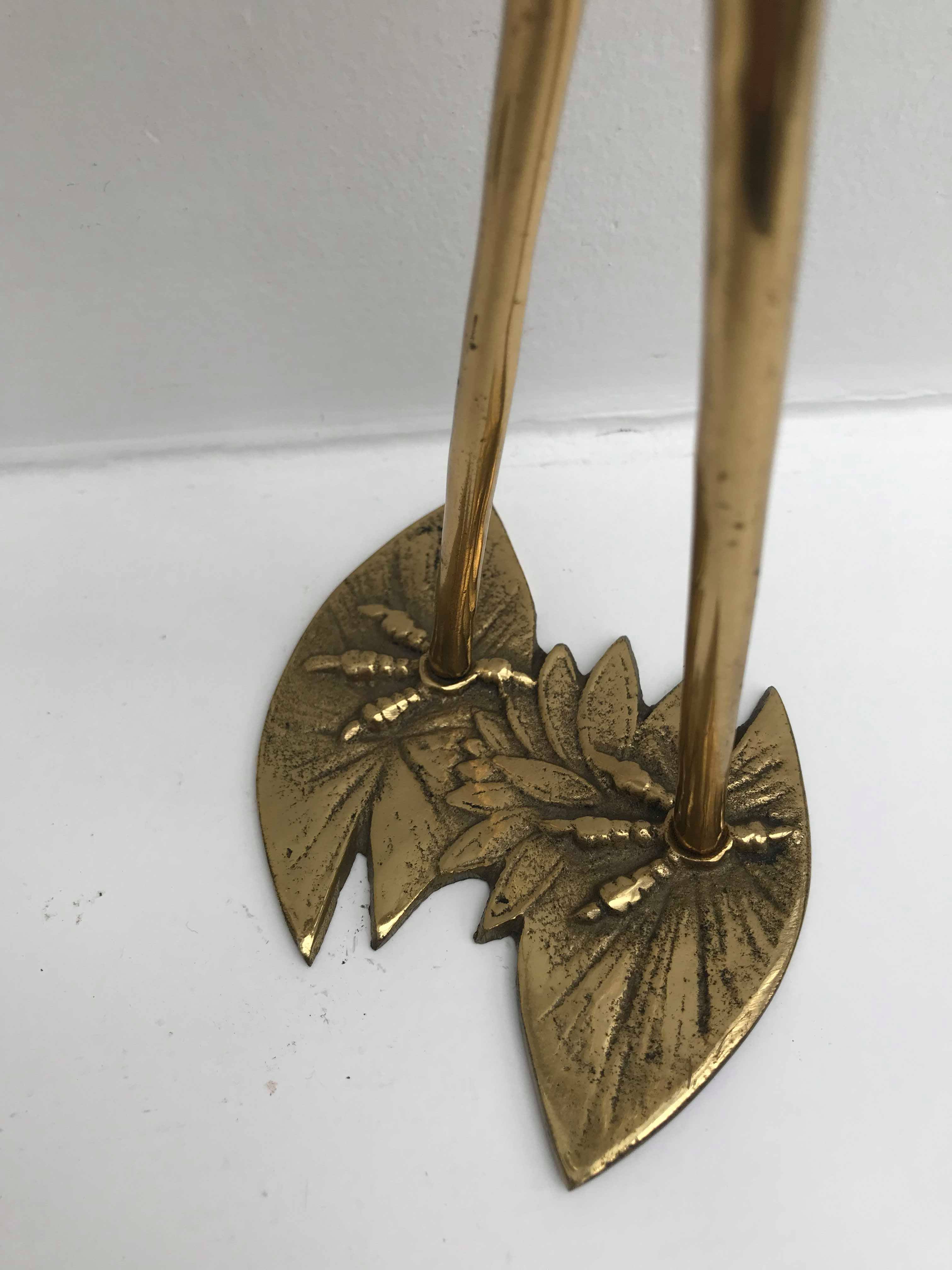 Pair brass 50s herons
