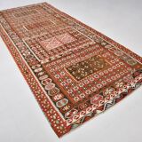 6x14 Kilim Warm Earthy Tons Long Wide Handmade Kilim Rug, 183x416 Cm