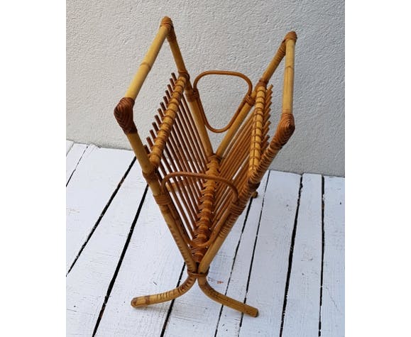 Rattan magazine holder