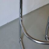 2 tabourets de bar tubulaires chromés et en rotin | Années 1970