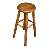 Tabouret haut de bar scandinave vintage en chêne 1960 de 65cm
