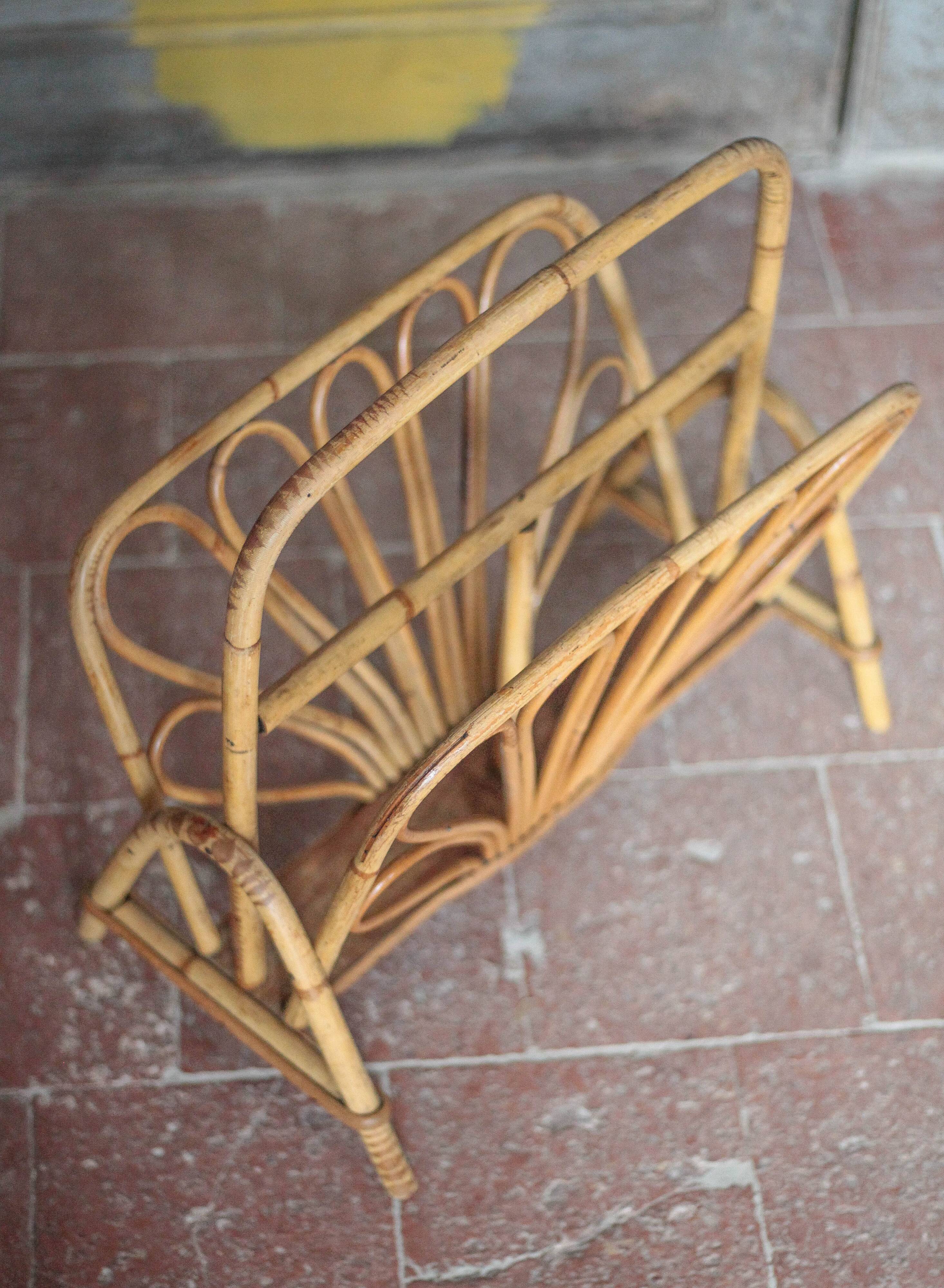 Porte-revue rotin, porte-revue osier, rangement magazines