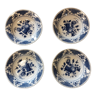 Lot de 4 anciennes assiettes creuses en porcelaine oxford   décor bleu - motifs: fruits et fleurs