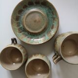 Service box enamelled stoneware coffee cups, pierrefonds 1950