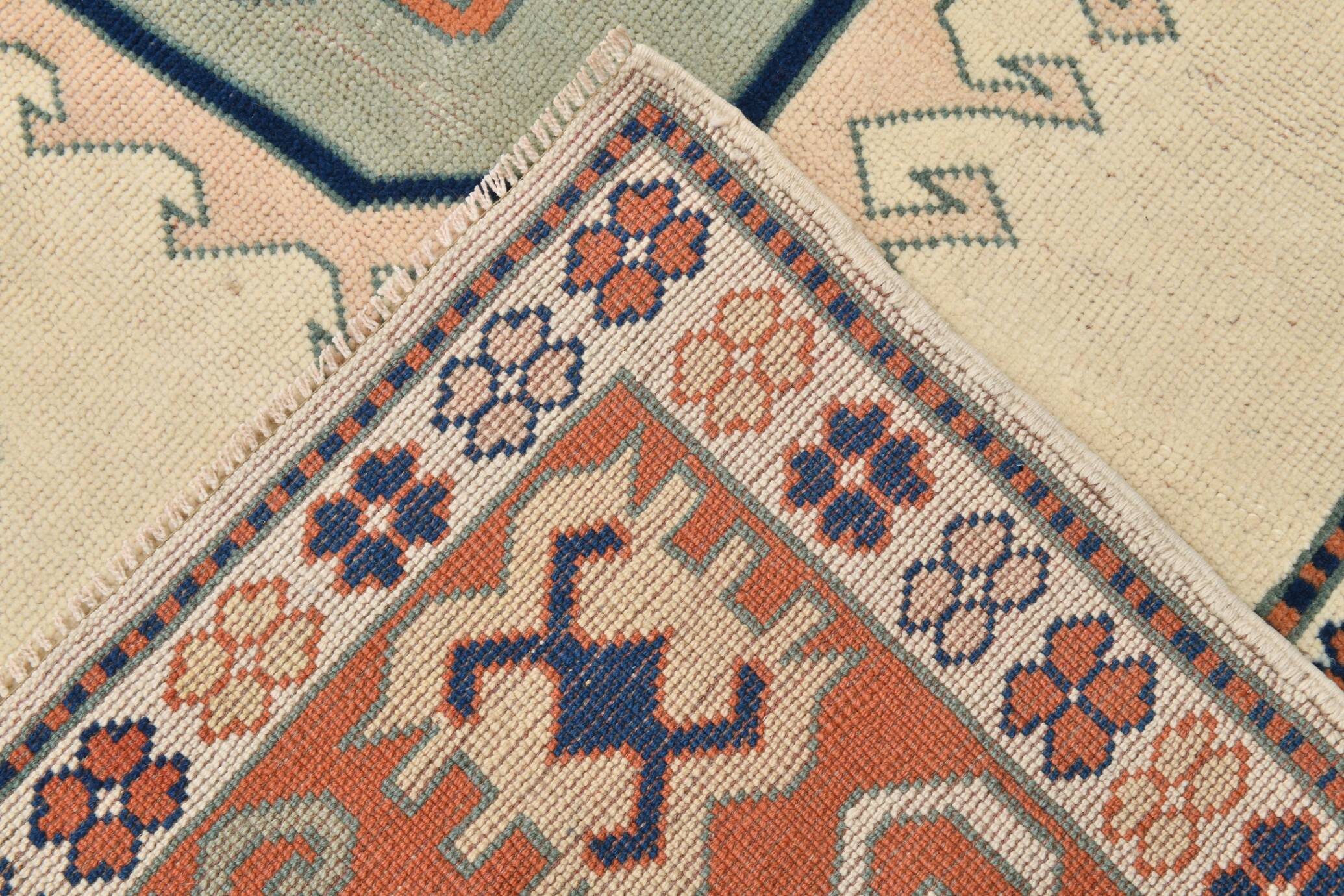 7x10 Vimtage Beige Orange Large Area Vintage Rug, 203x292 Cm