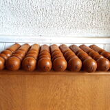 Set of 9 turned wooden pins