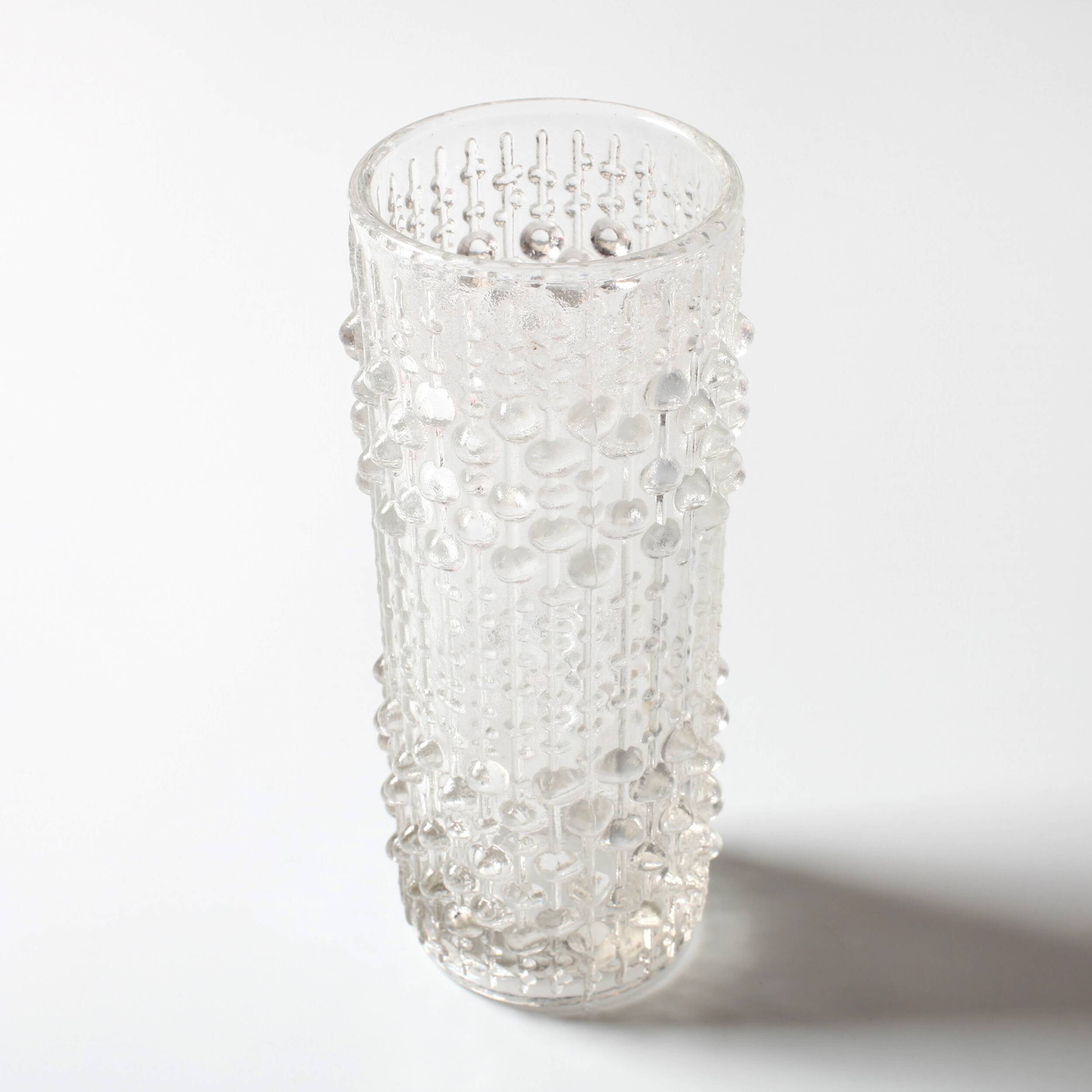 Vase vintage en verre pressé clair CandleWax par František Pečený / 1972