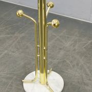 Italian Brass-Plated Coat Rack with Marble Base, 1970s