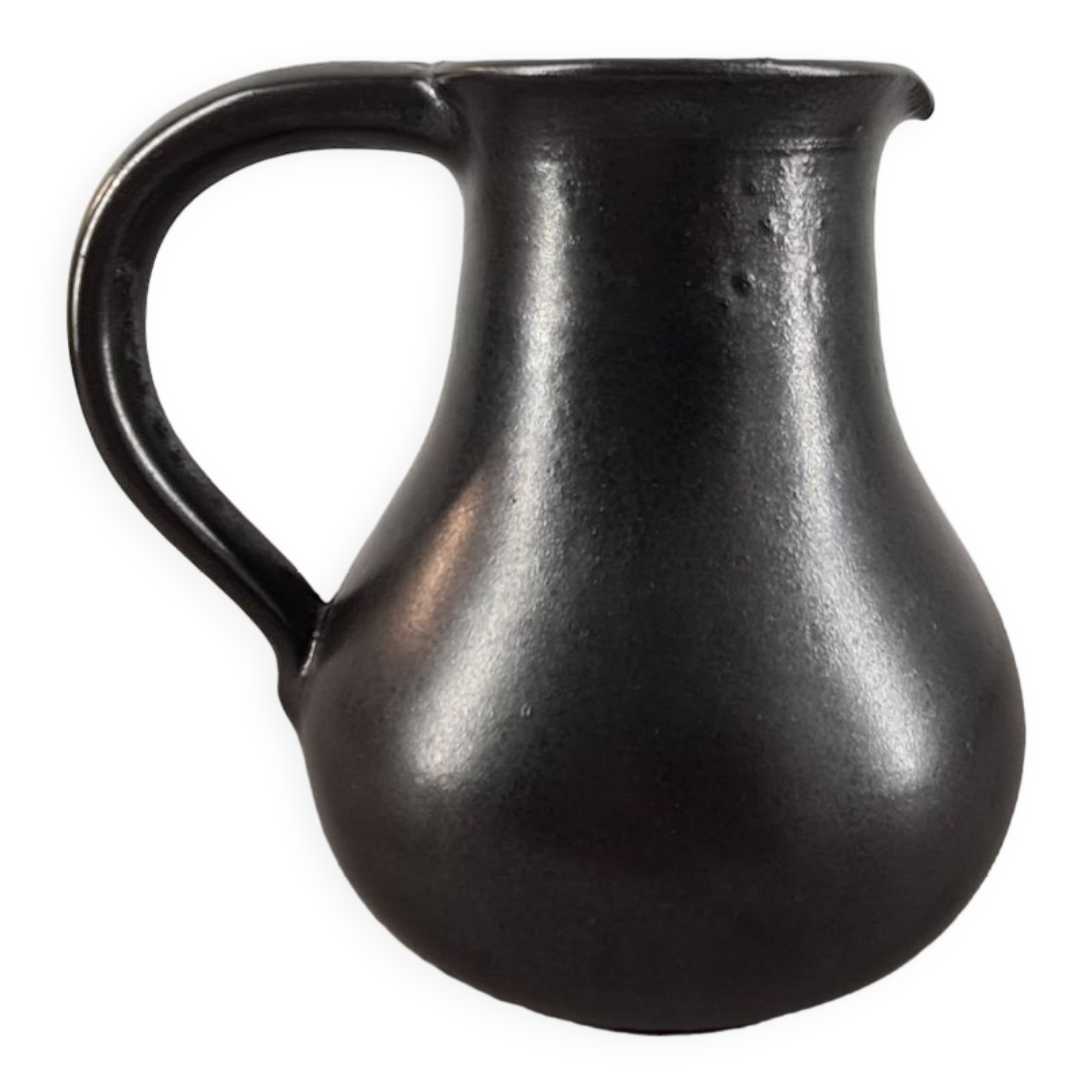 Modernist pitcher in black ceramic 50s