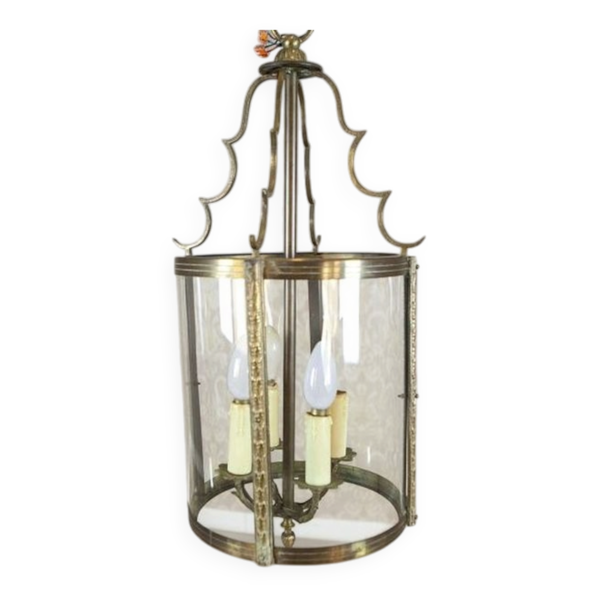 Mid-Century Metal & Glass Pendant Lamp