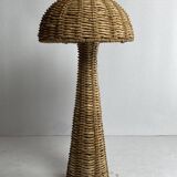 Rattan woven banana leaf mushroom floor lamp, 1960s