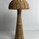 Rattan woven banana leaf mushroom floor lamp, 1960s