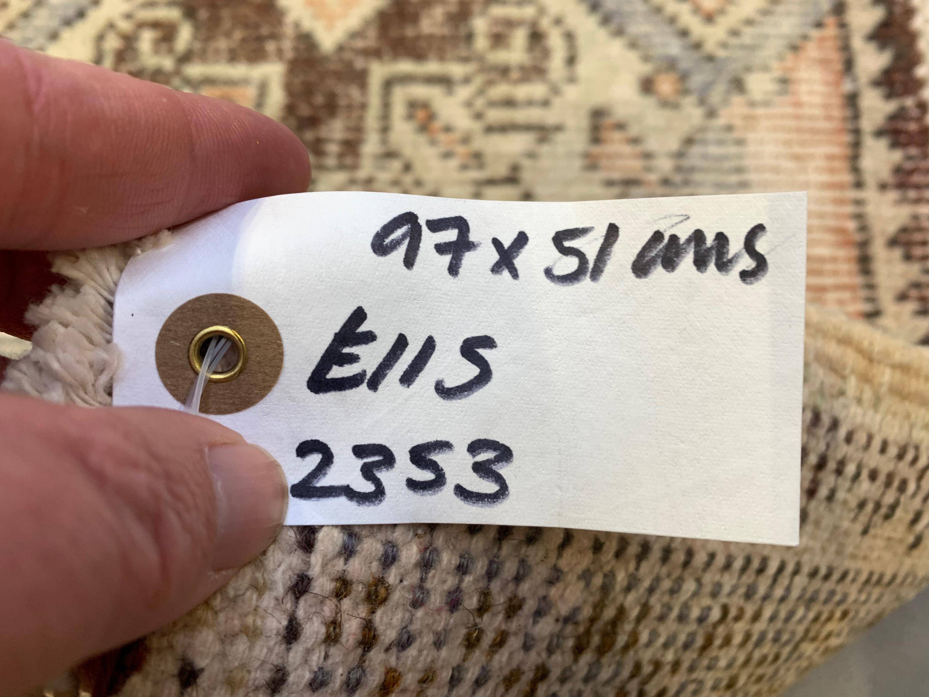 Small Vintage Turkish Rug 97x51 cm, Short Runner, Tribal, Shabby, Mini Carpet