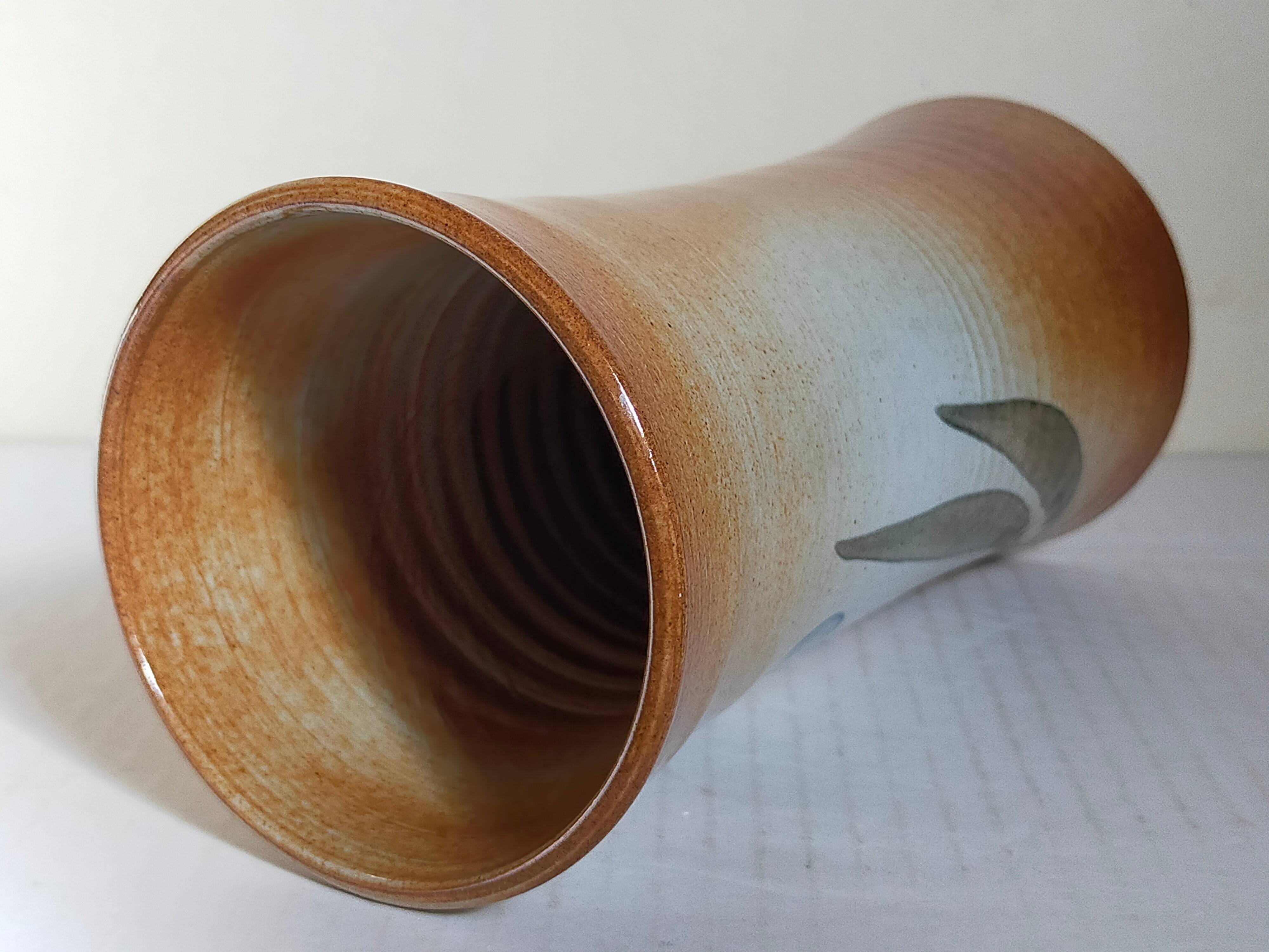 Vintage enameled stoneware potter's diabolo vase