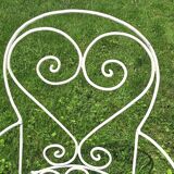 Garden furniture tin forge blanc 1 table and 2 armchairs