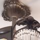 Art Nouveau Guimard style chandelier in nickel-plated bronze