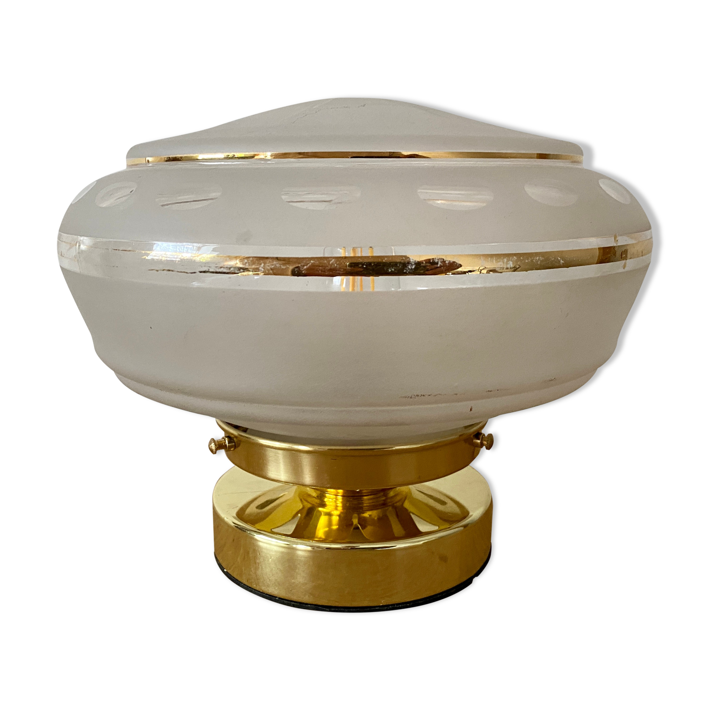 Table lamp globe vintag eblanc and gold