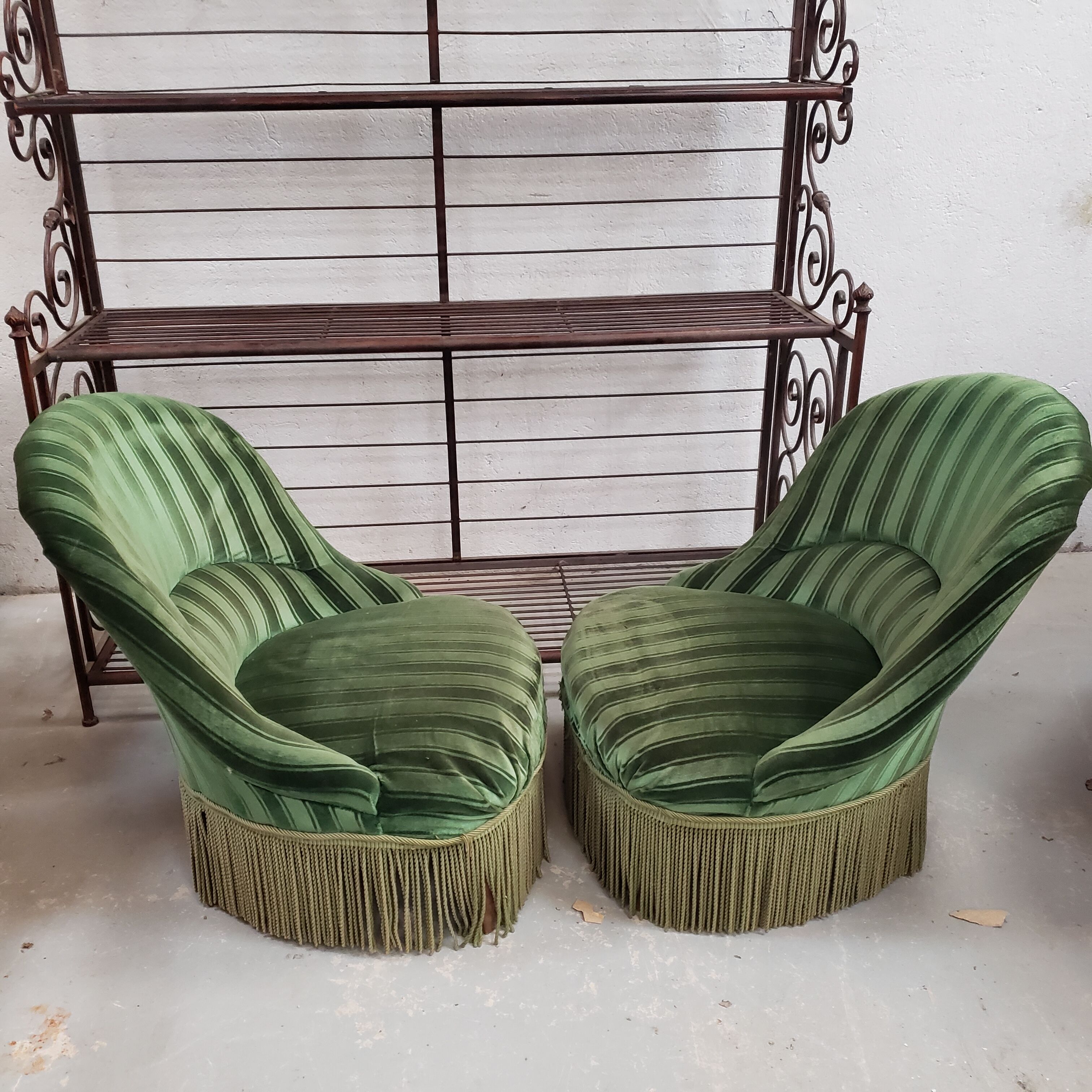Pair of vintage toad armchairs 50s