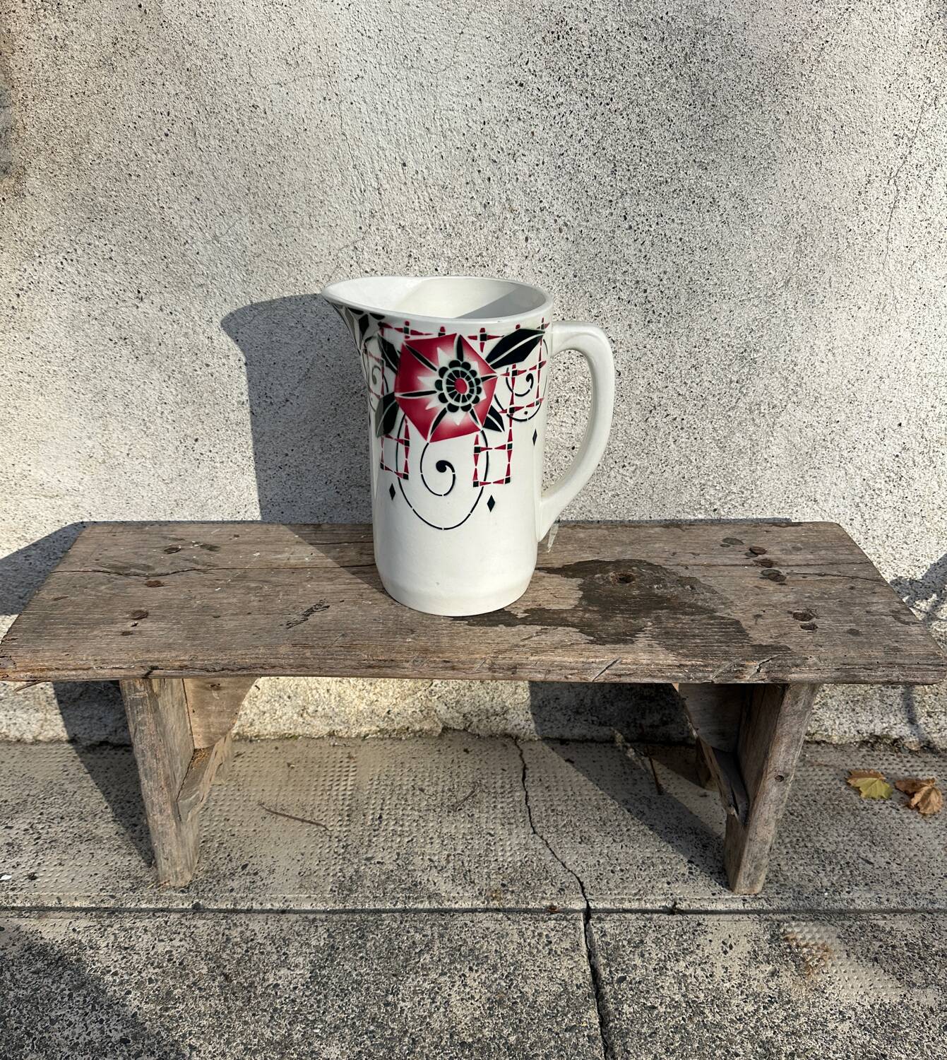 Coloured vintage Art Deco pitcher in St Amand earthenware.