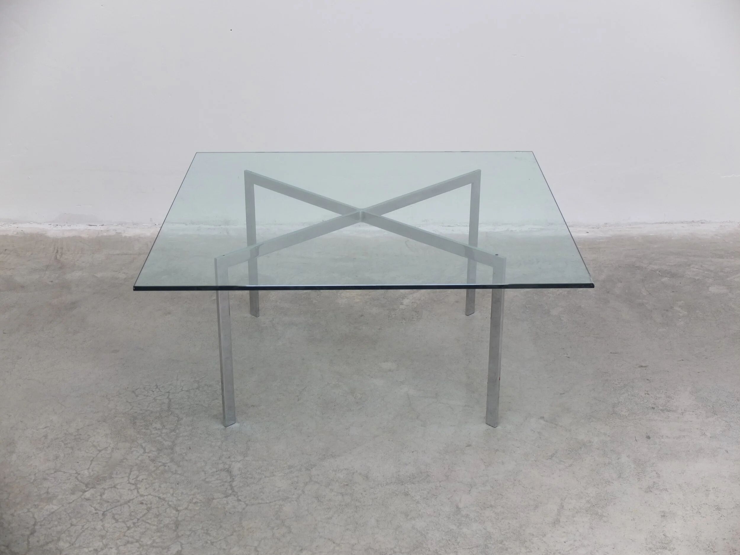 Glass 'Barcelona' coffee table by Mies Van Der Rohe for Knoll, 1929