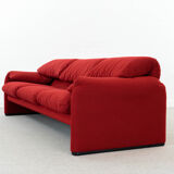 Maralunga 3-seater Sofa red by Vico Magistretti for Cassina, Italy