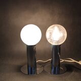 1970s Pair of Chrome Plated Lamps ,Italy