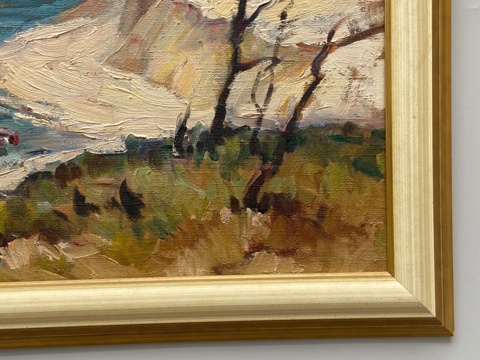 Oil on canvas suzanne payen binet landscape seaside rocky coast