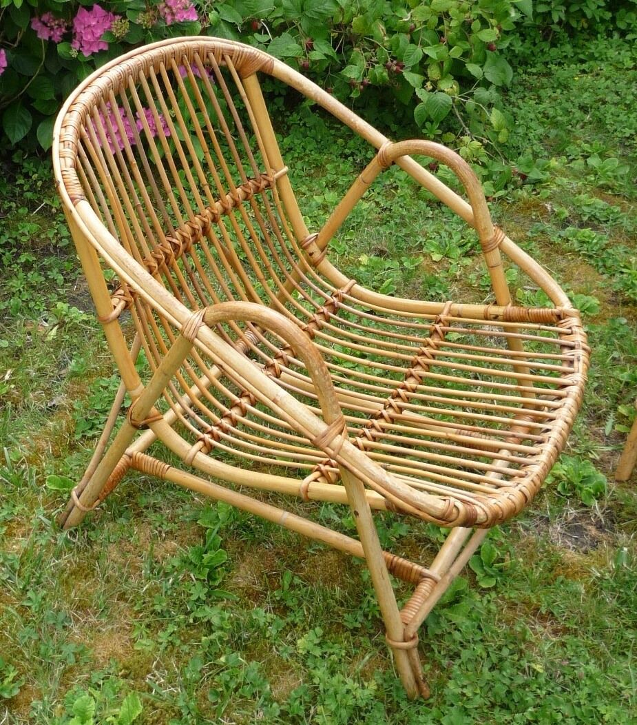 Pair of rattan armchairs of the 70s