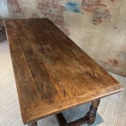Table de cuisine réfectoire en chêne, années 1940