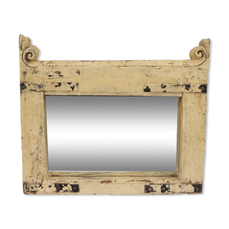 Miroir vieux teck patine polychrome Inde 60x50cm