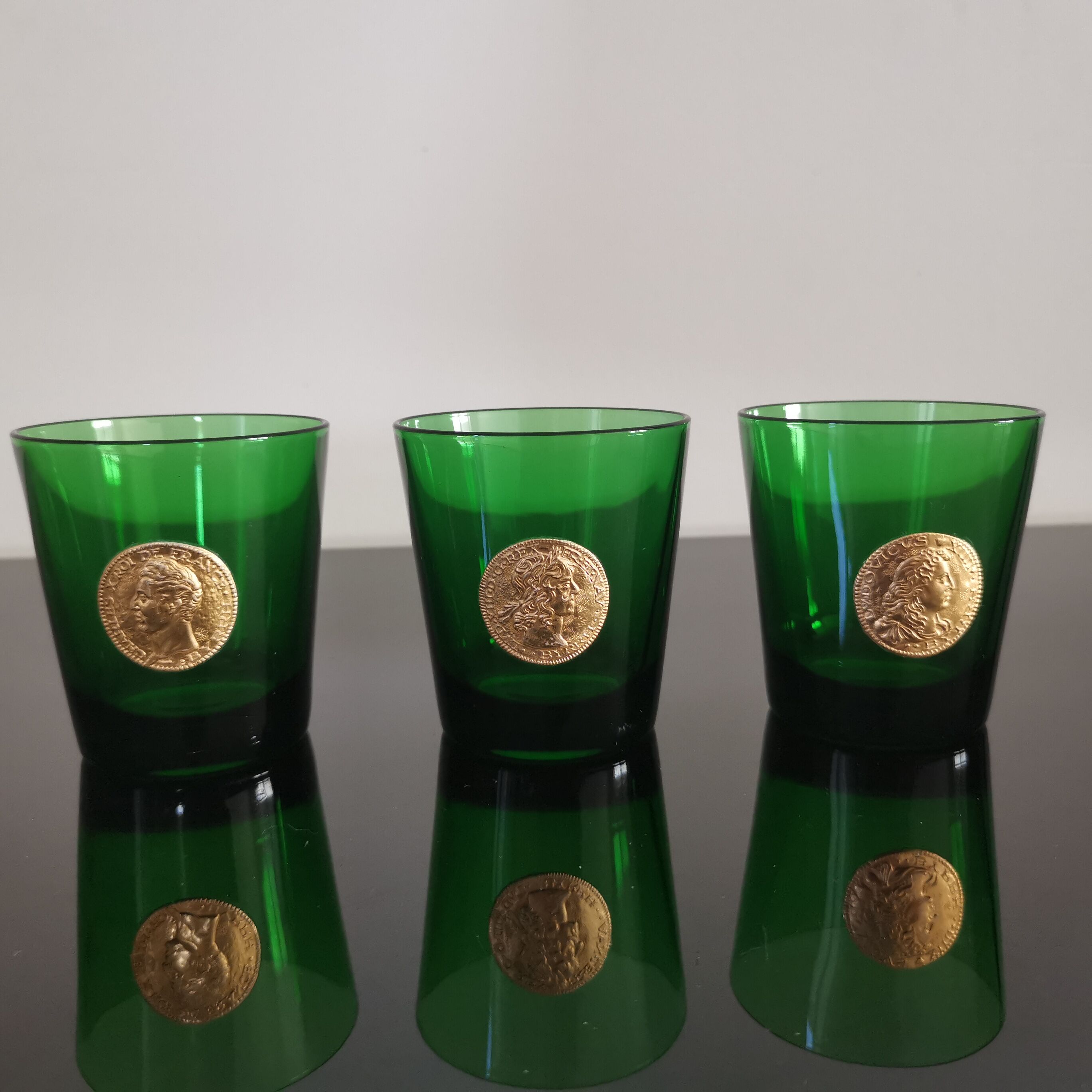 Water glasses Dubonnet piece Louis d'or vintage